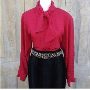 Vintage Red Polka Dot Silk Blouse